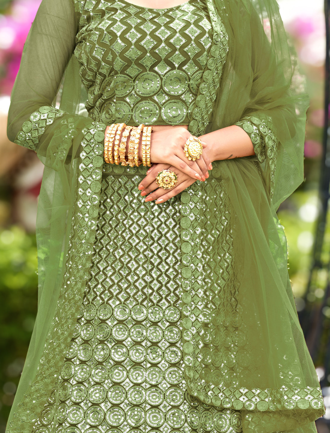 Green Designer Wedding Lehenga Choli Set for Women