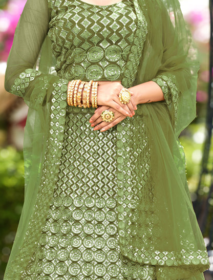 Green Designer Wedding Lehenga Choli Set for Women