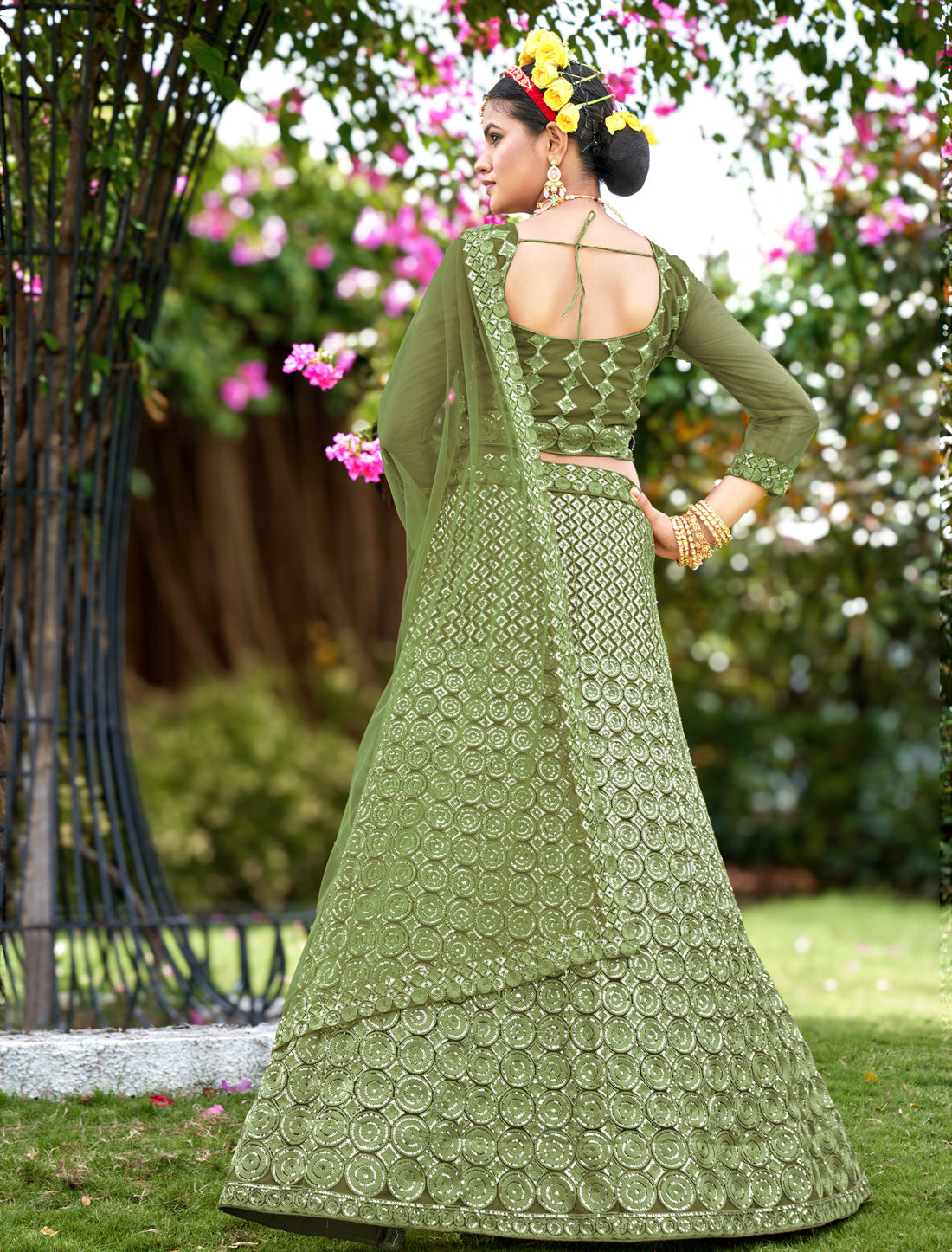 Green Designer Wedding Lehenga Choli Set for Women