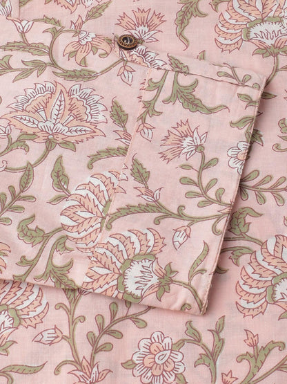 Divena Baby Pink Floral Printed Straight Kurta - divena world