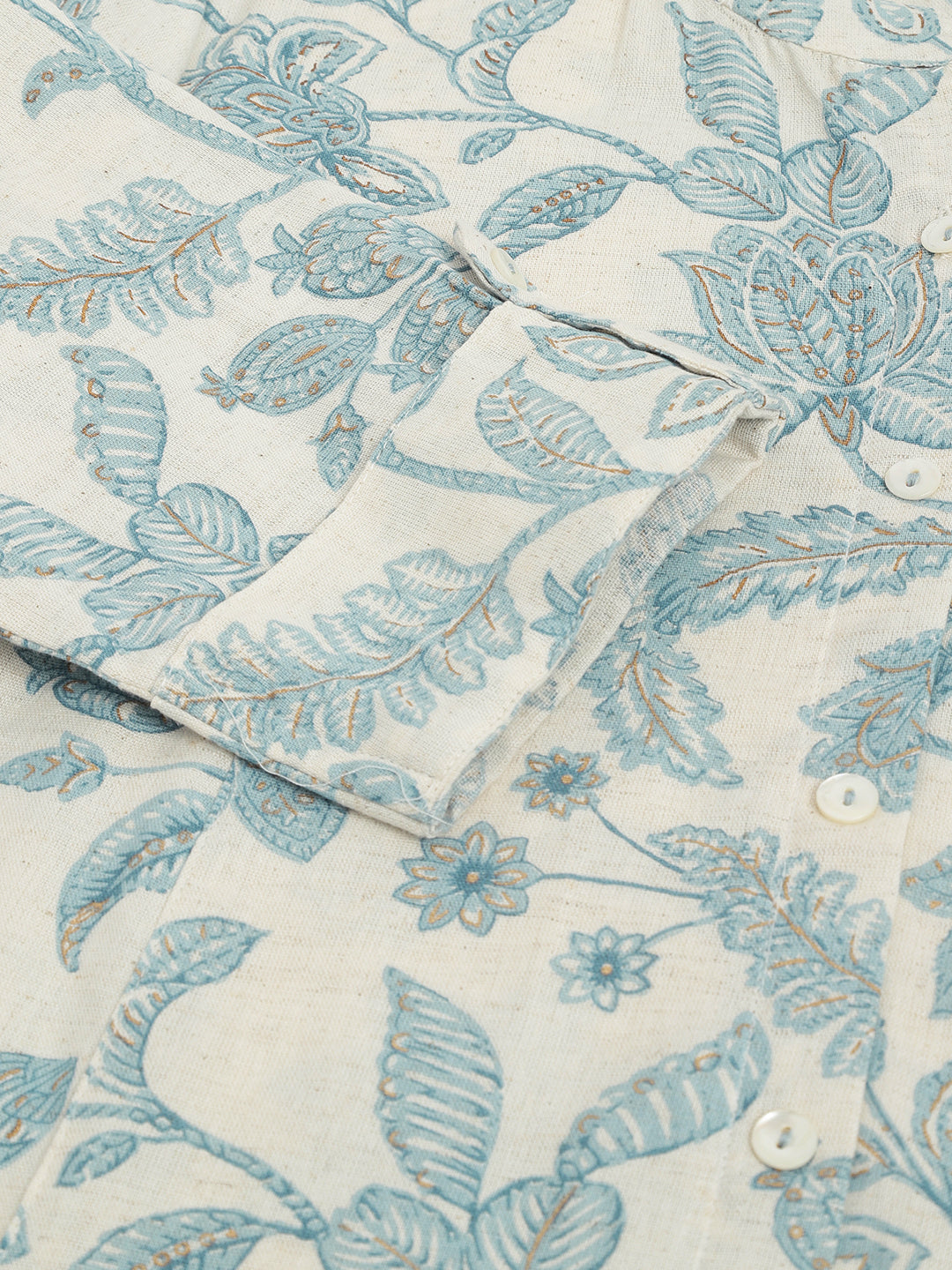Divena Sky blue Floral Printed Cotton A-Line Kurta