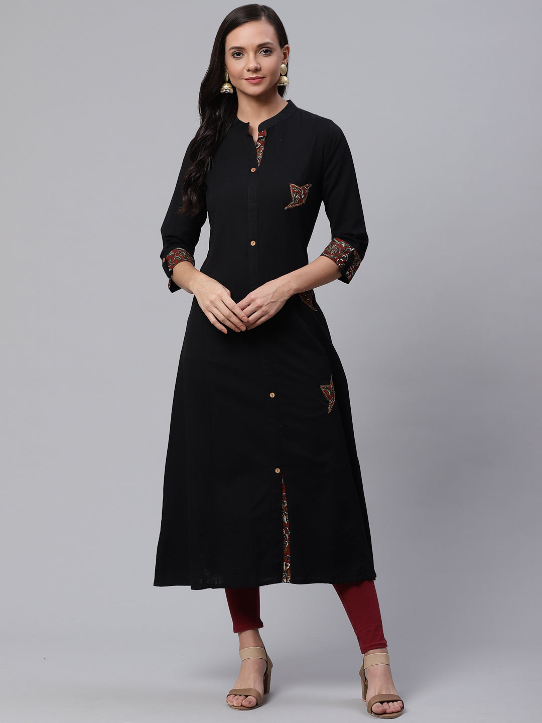 Plus Size Sequin Work Black A-Line Kurta