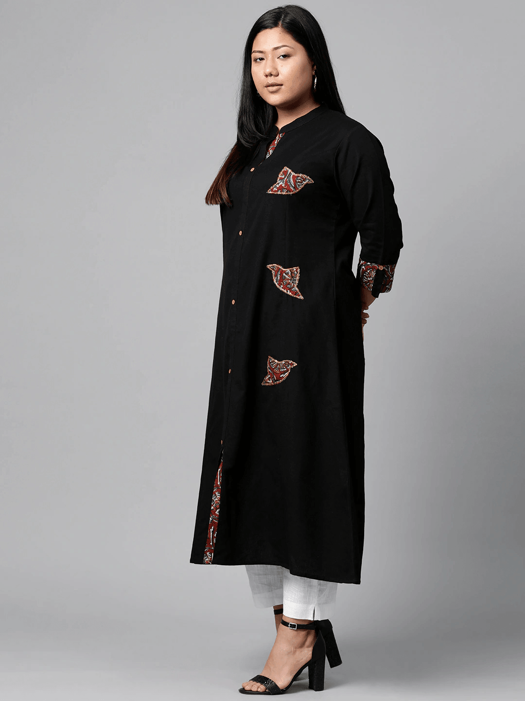 Plus SIze Sequin Work Black Kurta - divena world