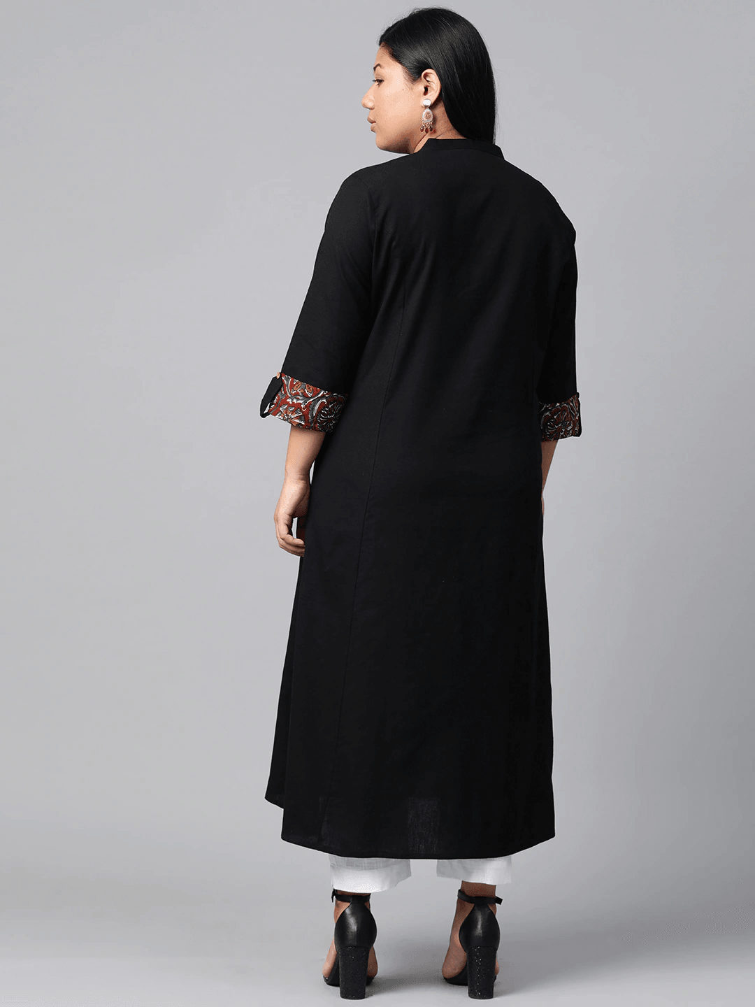 Plus SIze Sequin Work Black Kurta - divena world