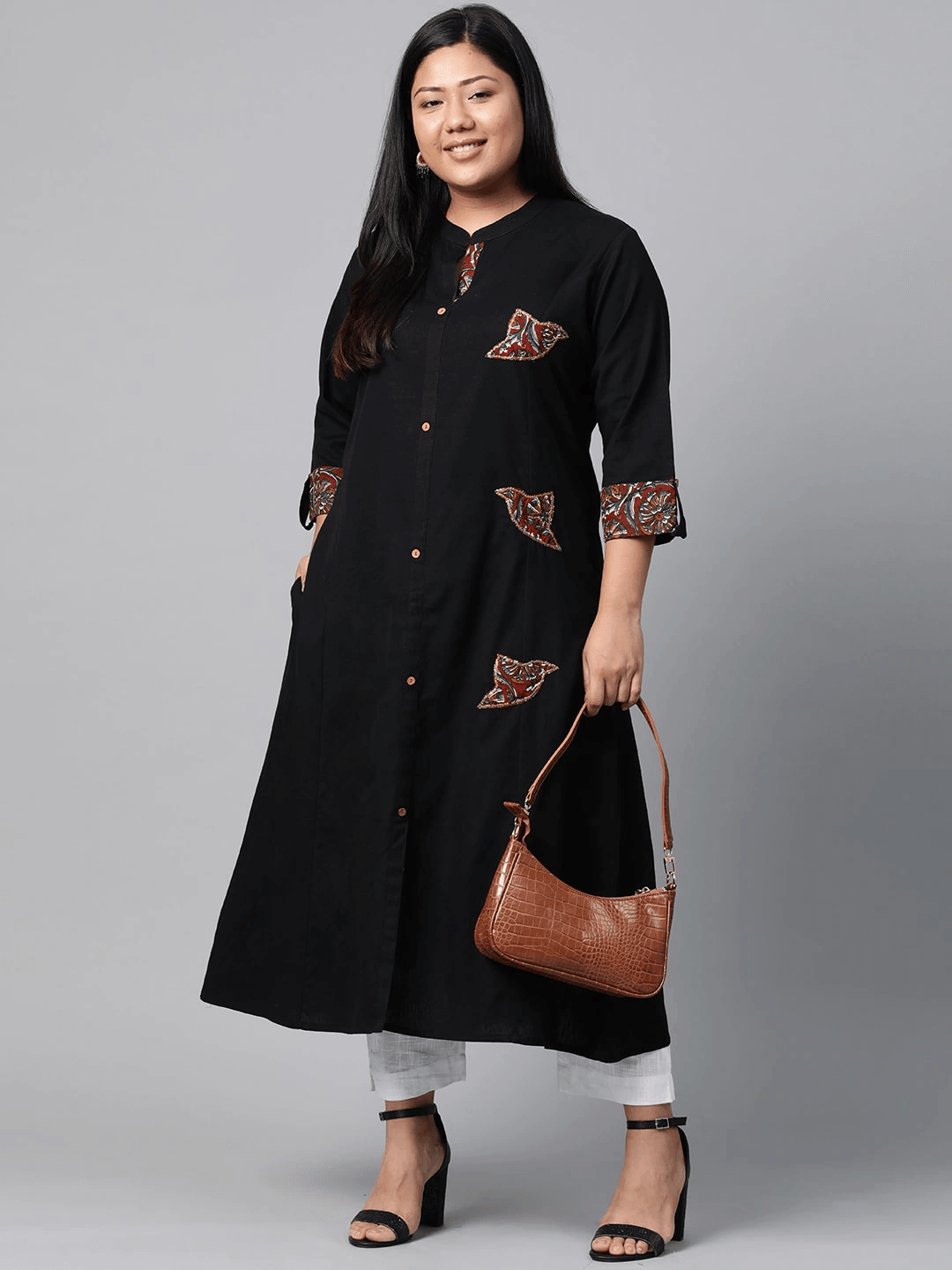 Plus SIze Sequin Work Black Kurta - divena world