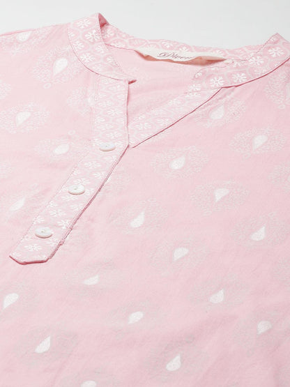 Divena Baby Pink Cotton Kurta Palazzo Set - divena world