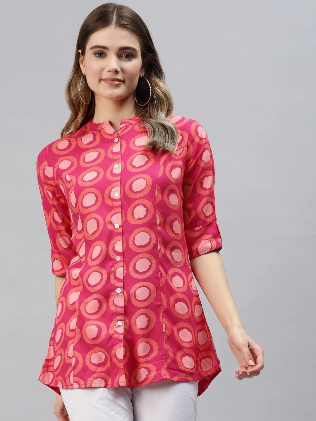 Divena Pink Rayon Shirt Style Top - divena world