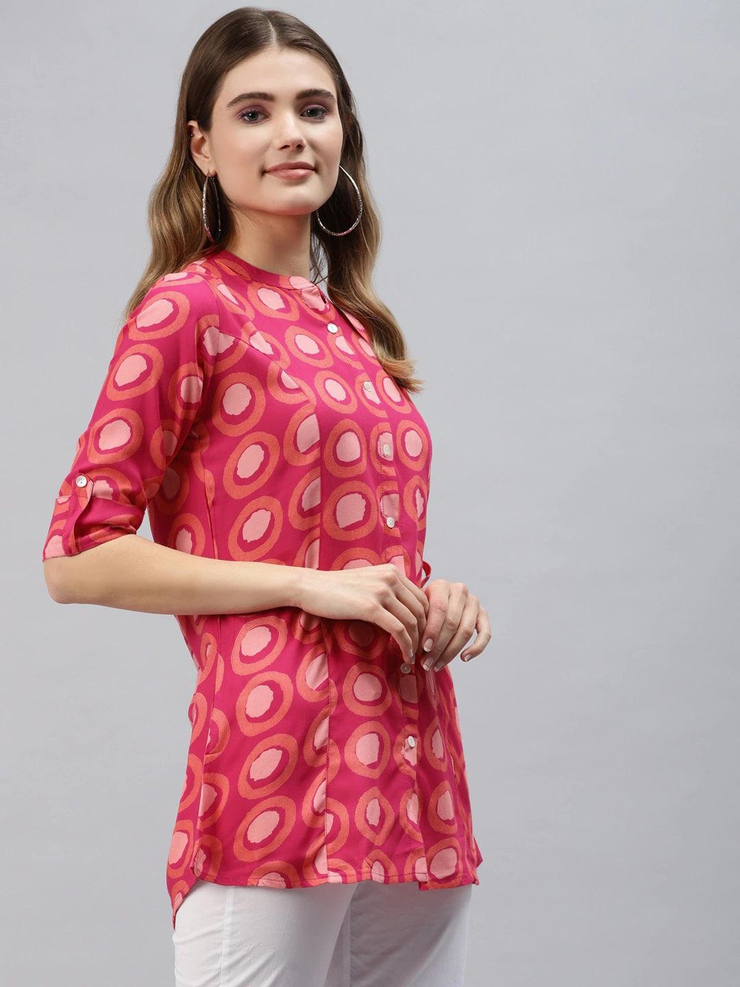 Divena Pink Rayon Shirt Style Top - divena world