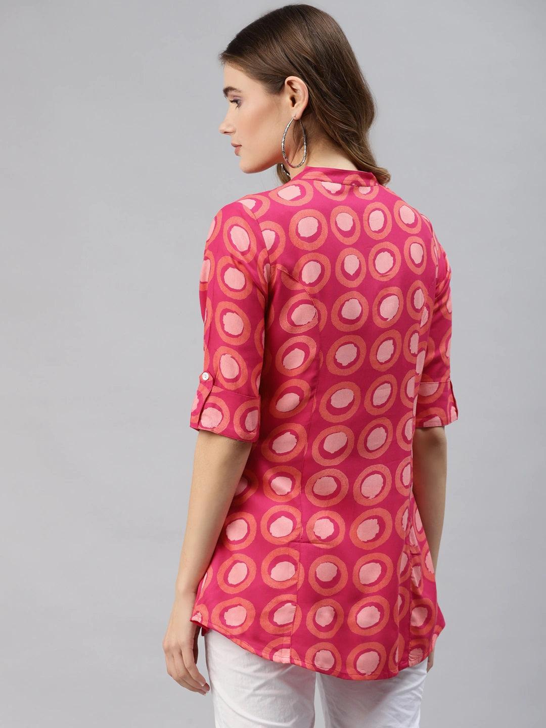 Divena Pink Rayon Shirt Style Top - divena world