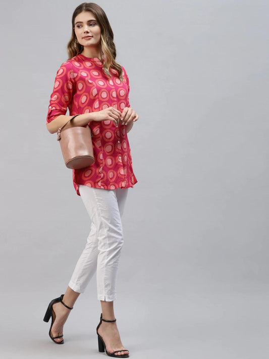 Divena Pink Rayon Shirt Style Top - divena world