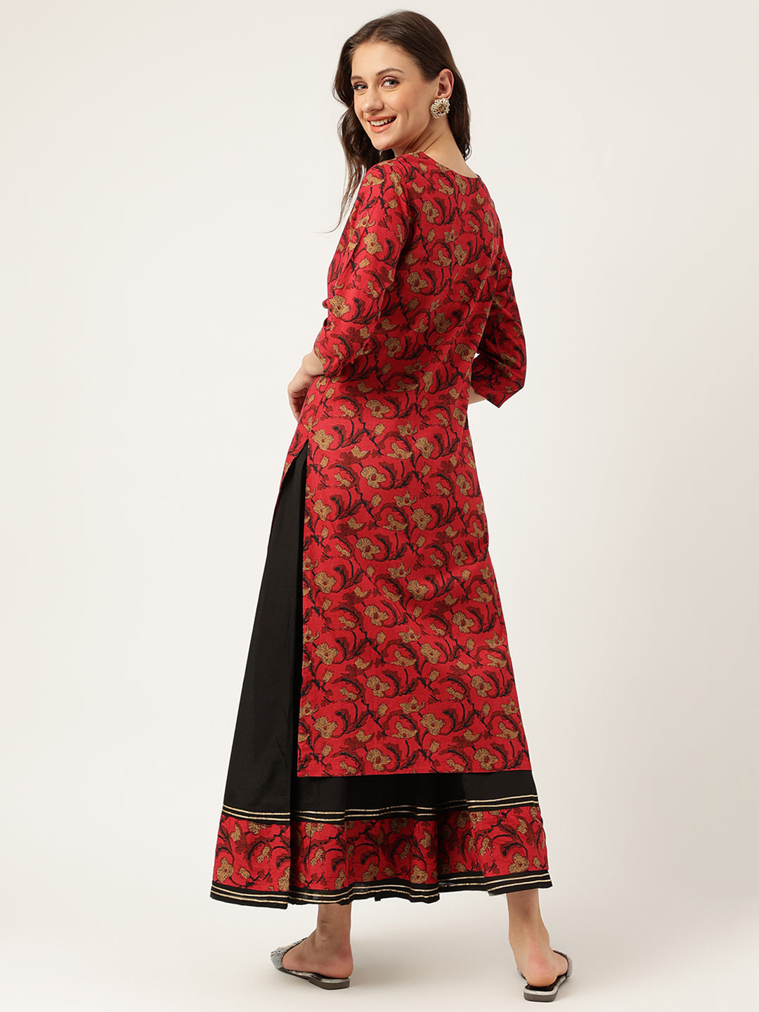 Floral Printed Cotton Kurta with Sharara Set For Women