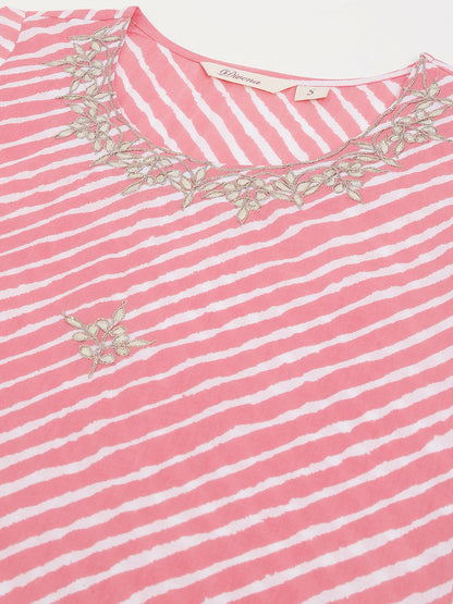 Stripe Print with Gota work cotton Straight Ethnic Kurta