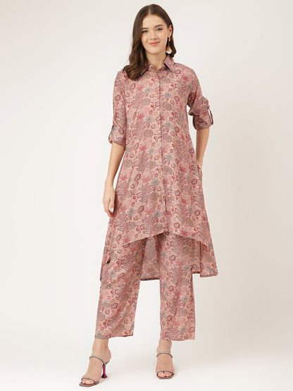 Purple Multi Printed Chanderi Women Co-ord Sets With Trousers