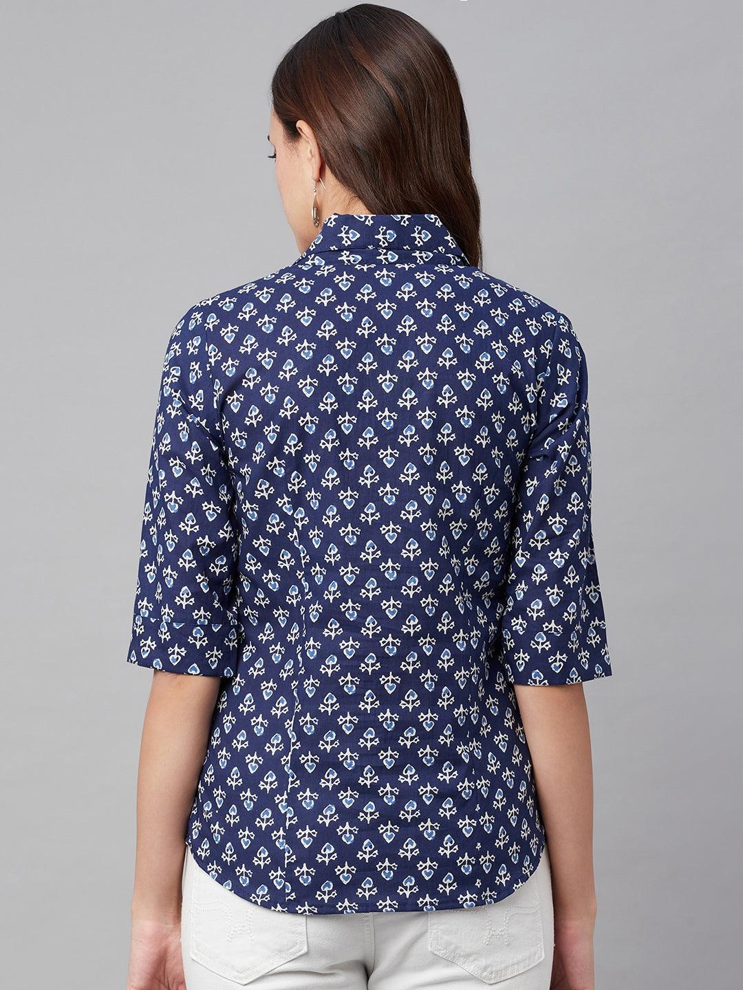 Divena indigo Block Printed Casual Women Shirts - divena world