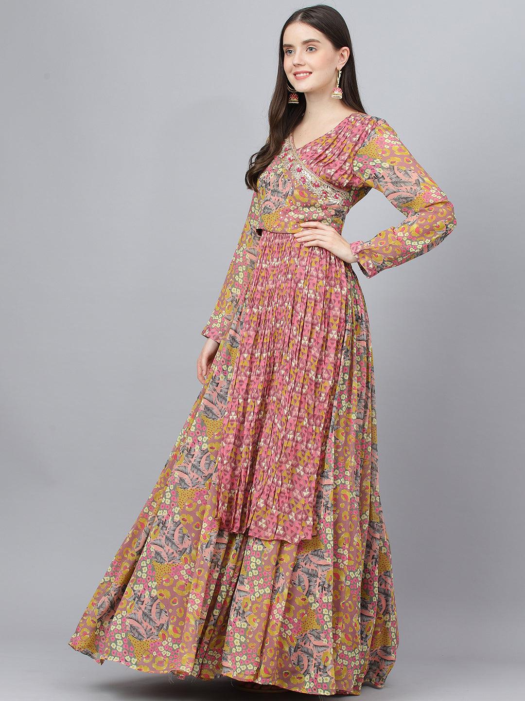 Divena multi–Georgette Flared Lehenga Choli Set - divena world