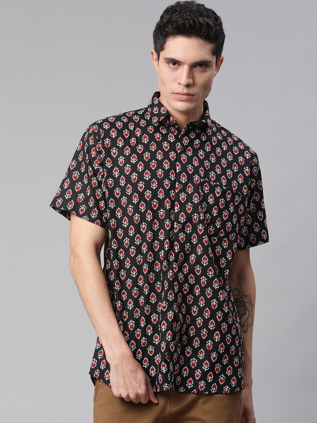 Millennial Men Black & Red Cotton  Half Sleeve Shirt for Men-MMH0167 - divenaworld.com