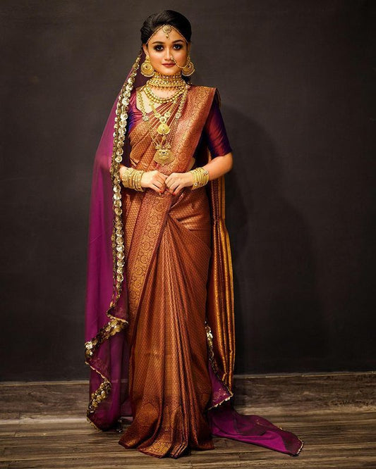 Maroon Banarasi Silk Saree with Blouse Sarees For Women