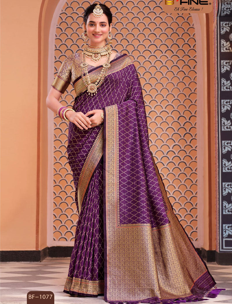 Chinon Saree with Dupion Silk Blouse With Zari & Resham Embroidery Saree For Women