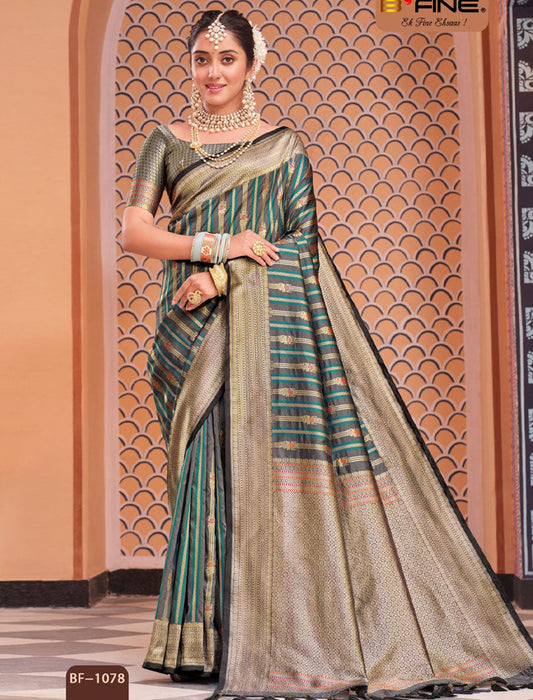 Chinon Saree with Dupion Silk Blouse With Zari & Resham Embroidery Saree For Women