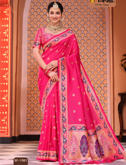 Chinon Saree with Dupion Silk Blouse With Zari & Resham Embroidery Saree For Women