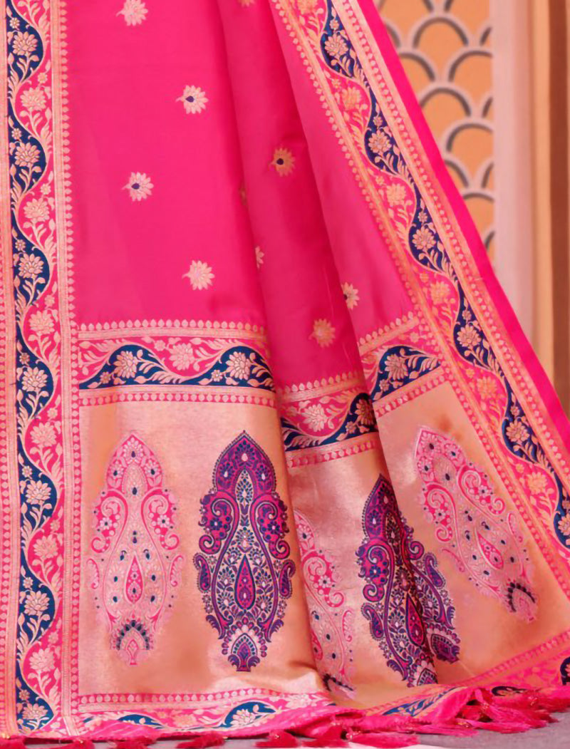 Chinon Saree with Dupion Silk Blouse With Zari & Resham Embroidery Saree For Women