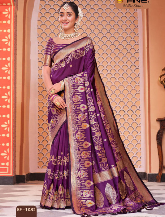 Chinon Saree with Dupion Silk Blouse With Zari & Resham Embroidery Saree For Women