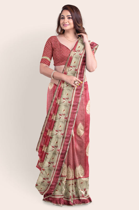 Banarasi Silk Saree with Blouse One Size Sarees For Women