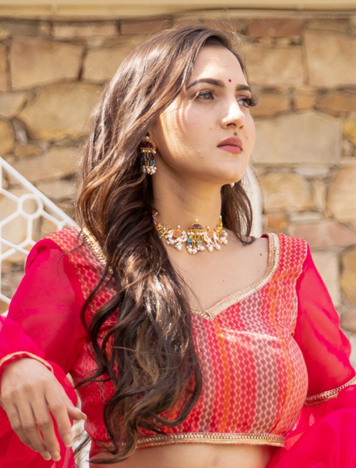 Red Chanderi Silk Digital Printed Ethnic Lehenga Choli For Women