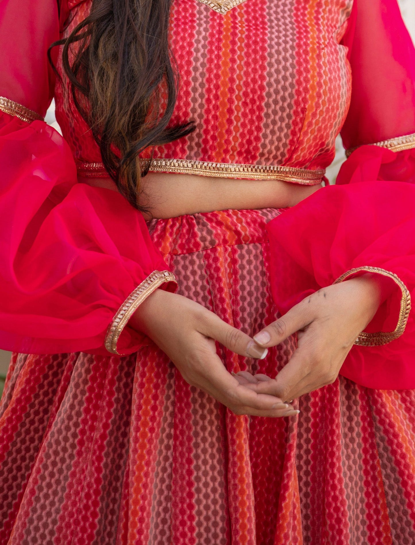 Red Chanderi Silk Digital Printed Ethnic Lehenga Choli For Women