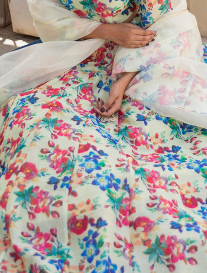 Ethnic Multicolor Chanderi Silk Lehenga Choli for Women