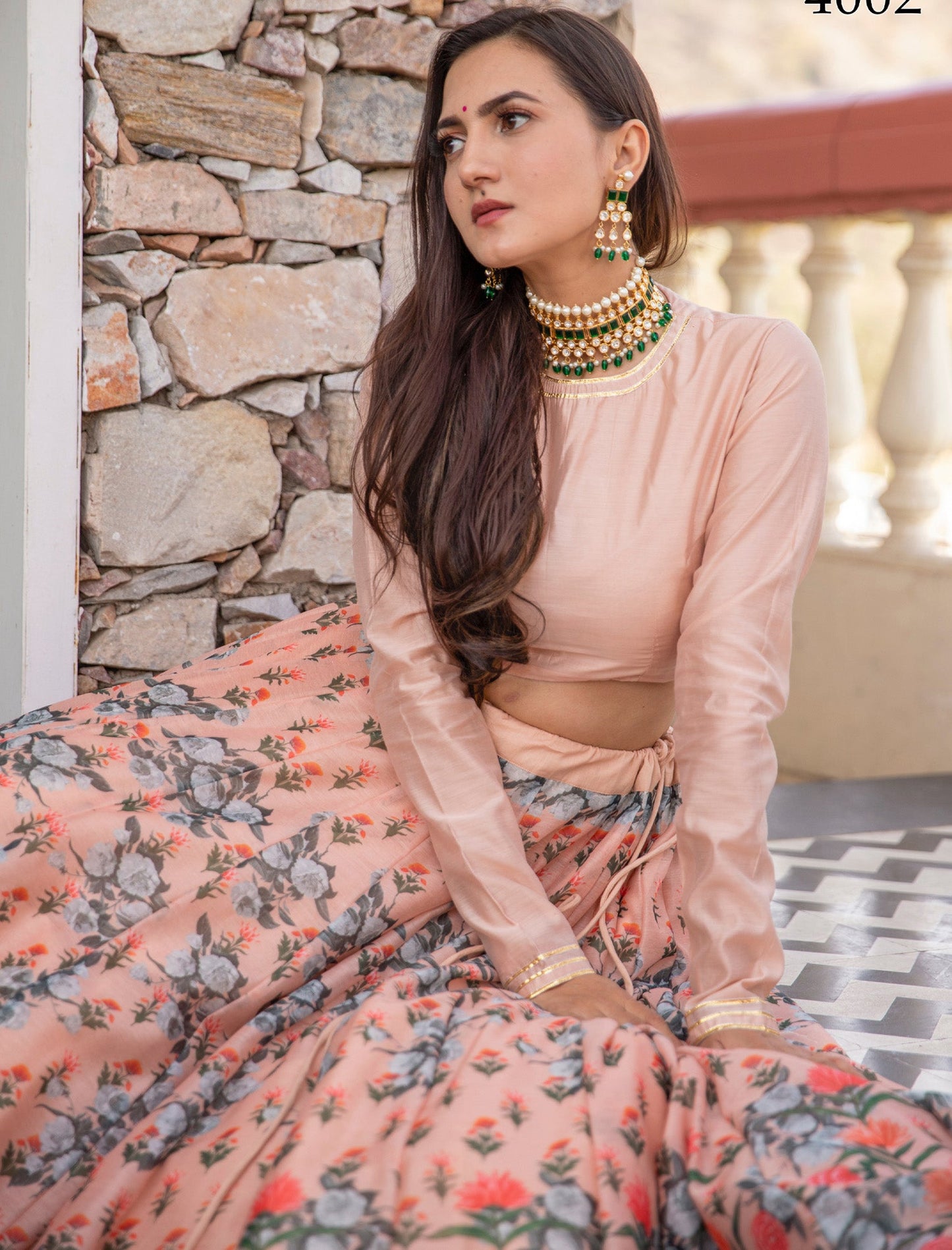 Peach Chanderi Silk Ethnic Lehenga Choli for Women