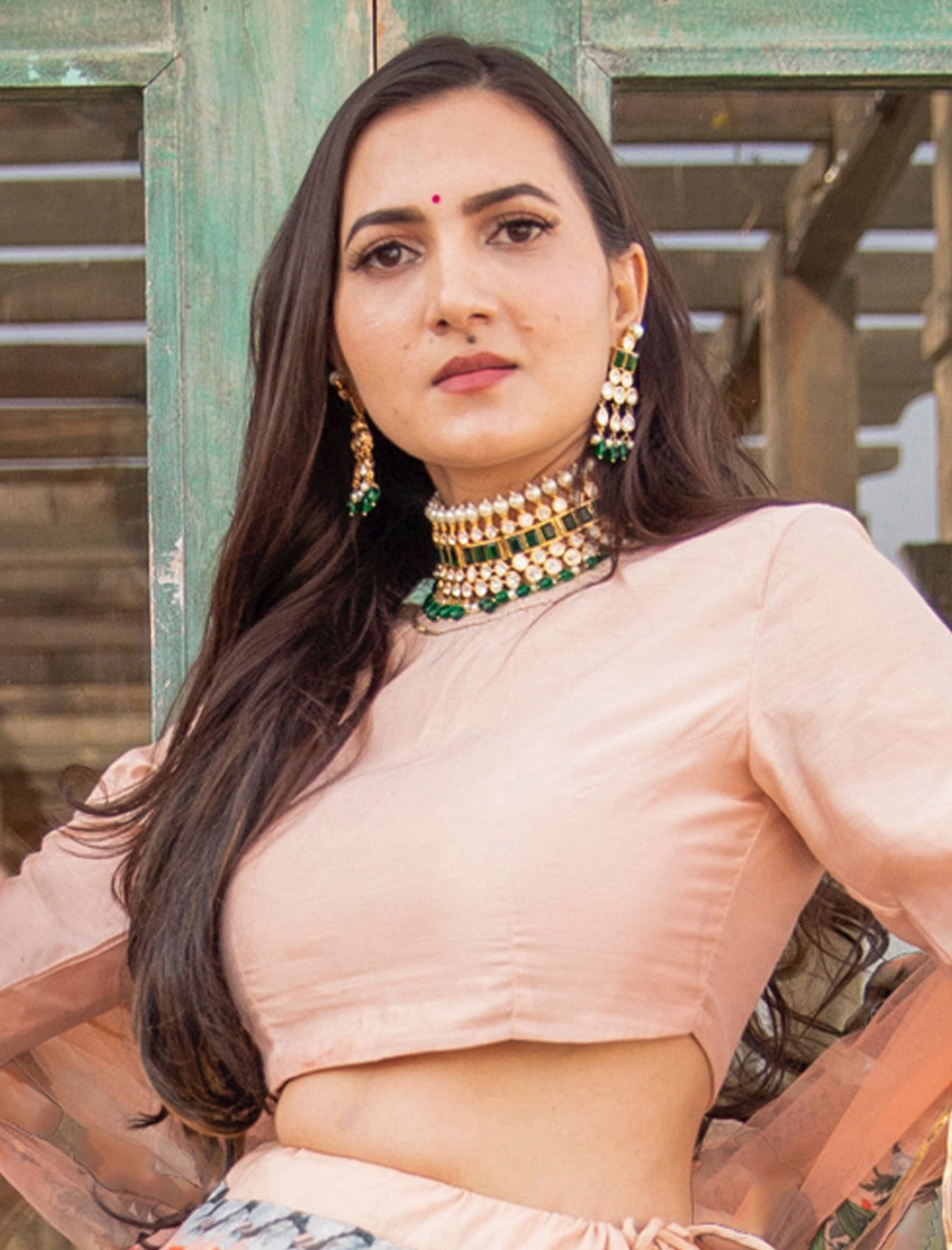 Peach Chanderi Silk Ethnic Lehenga Choli for Women