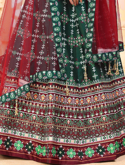 Multi-Color Rera Digital Print Assam Silk Dupatta With Lehenga Choli Set For Women