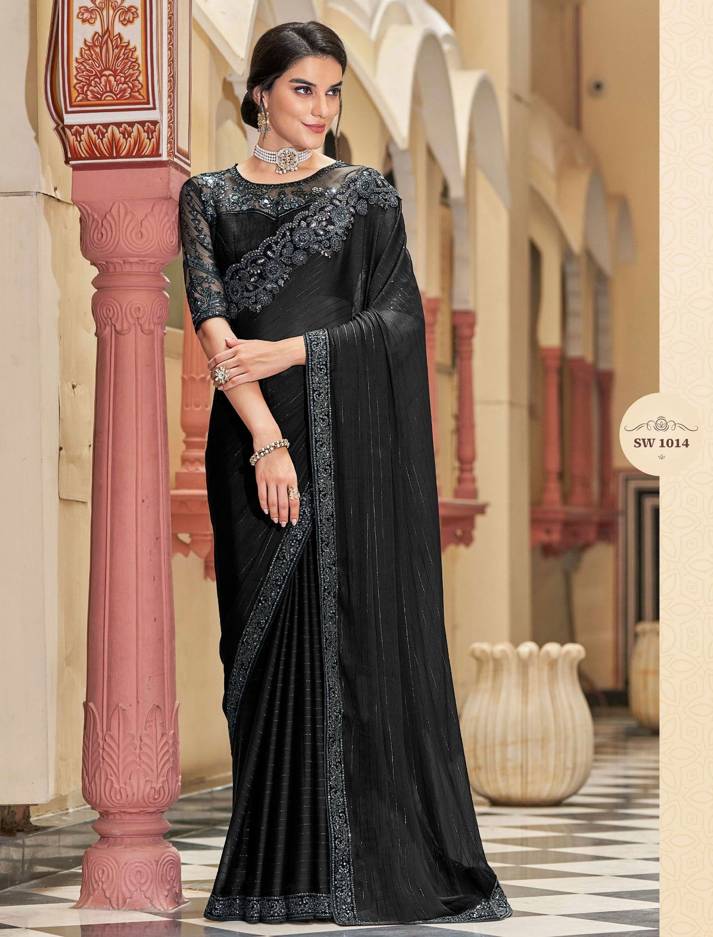 Rainbow Silk Pattern TFH Sandal Party Wear Designer Saree For Women