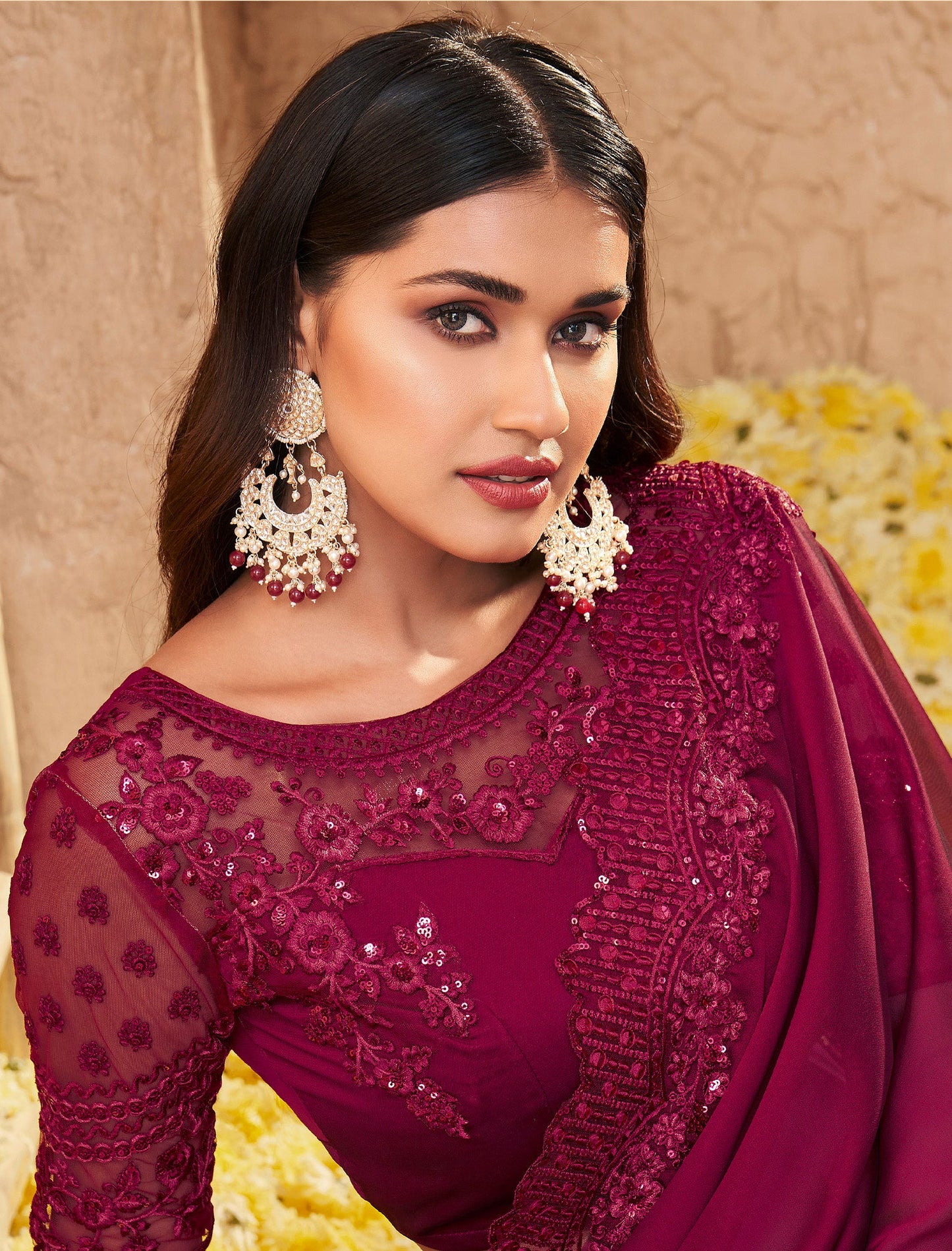 Majestic Silk TFH Sandal Wood Party Wear Designer Saree For Women