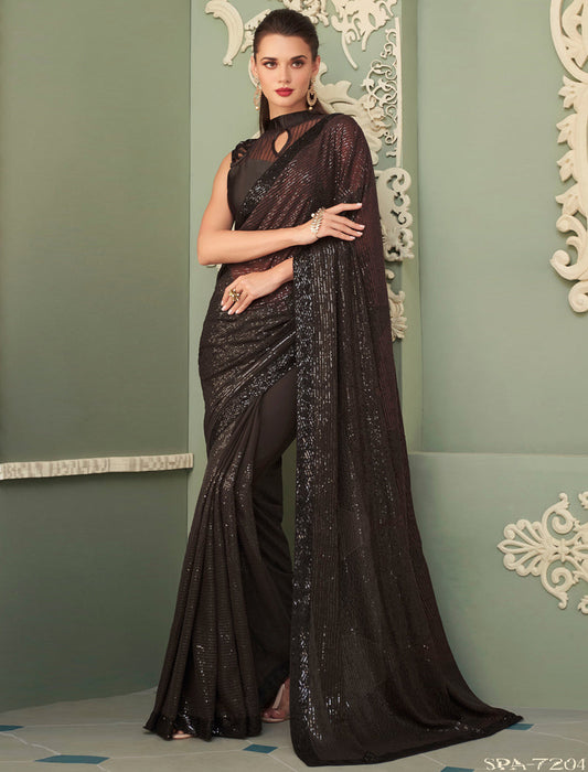 TFH Fancy Georgette Sarees with Silk Blouse Designer Sarees For Women