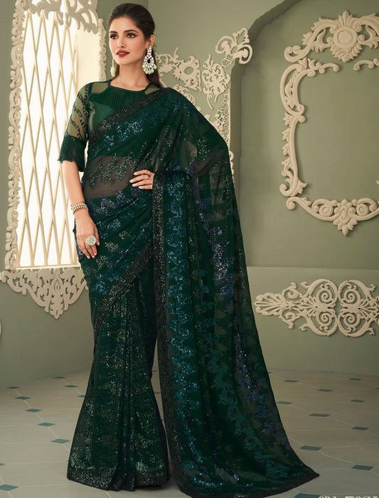 TFH Fancy Glitter Georgette Sarees with Silk Blouse Designer Sarees For Women